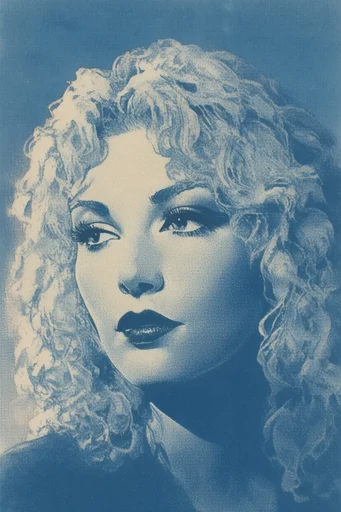 Monochromatic Cobalt Noir style reference image — analog grain