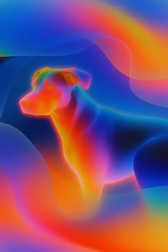 Luminous Fluid Gradient style reference image — vibrant neon pastel blend