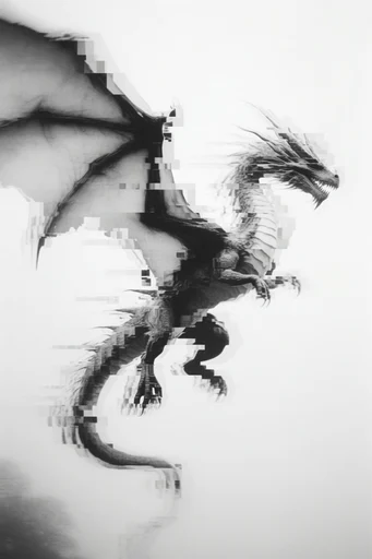 Monochrome Glitch Surrealism style reference image — high-contrast chiaroscuro