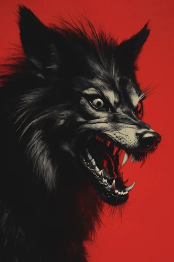 Graphic Crimson Noir style reference image — saturated crimson background