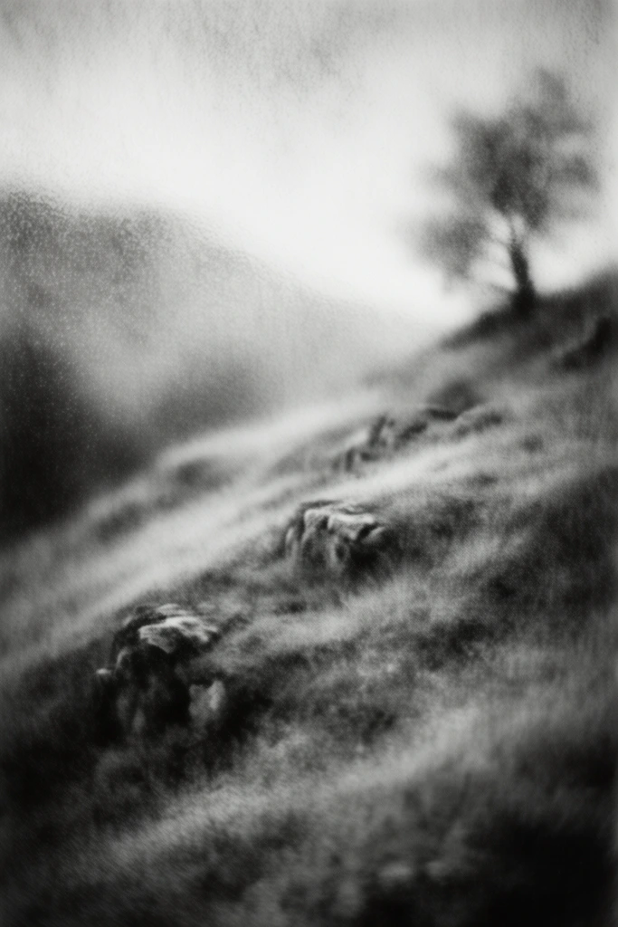 Ethereal Monochrome Noir style AI image example 2