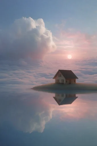 Ethereal Mirror Surrealism style reference image — soft pastel gradients