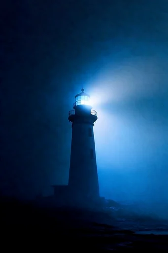 Cinematic Ultramarine Noir style reference image — atmospheric fog