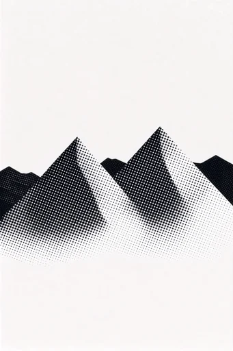 Monochrome Halftone Graphic style reference image — coarse halftone pattern