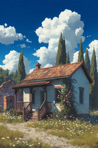 Nostalgic Summer Anime style AI image example 4