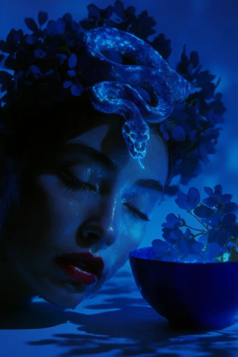 Bioluminescent Cobalt Noir style reference image — dramatic chiaroscuro