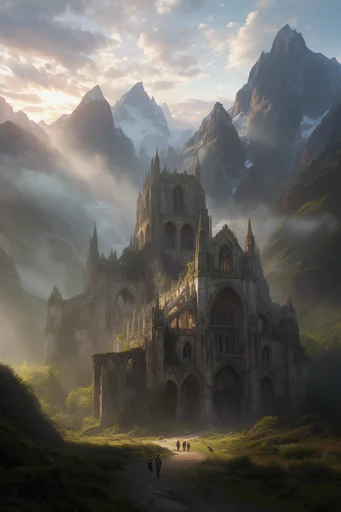 Monolithic Atmospheric Romanticism style reference image — volumetric light rays