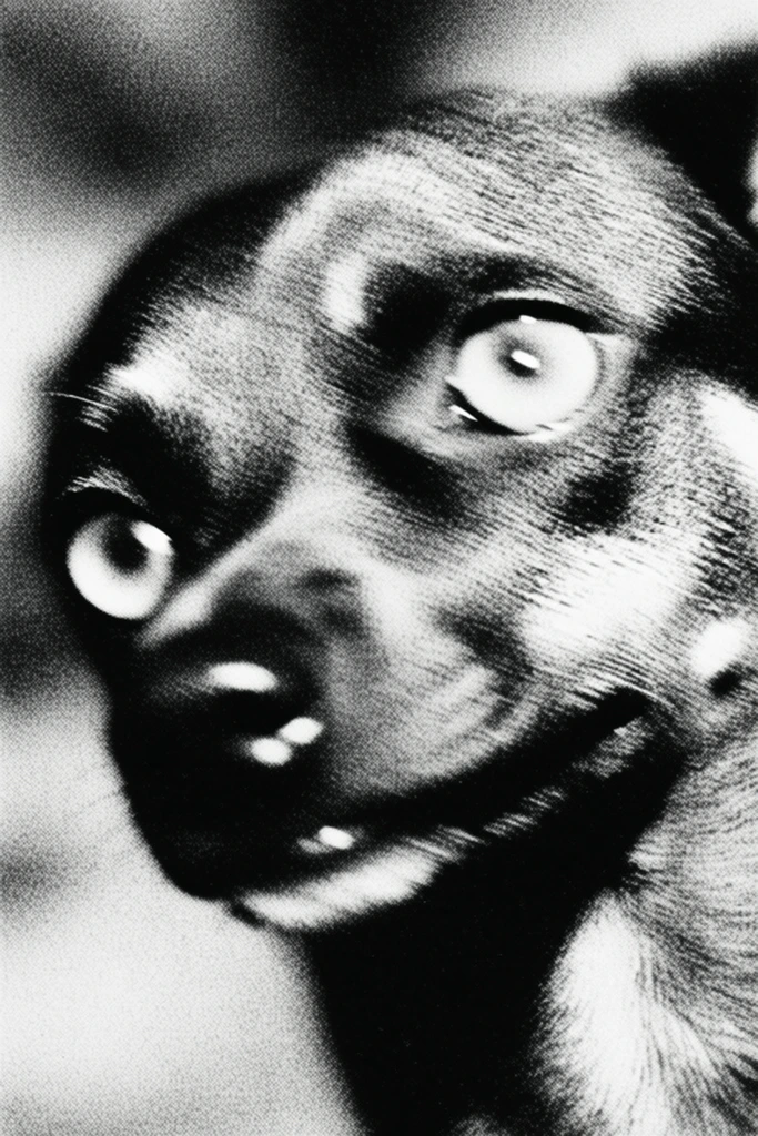 Monochrome Glitch Noir style AI image example 3