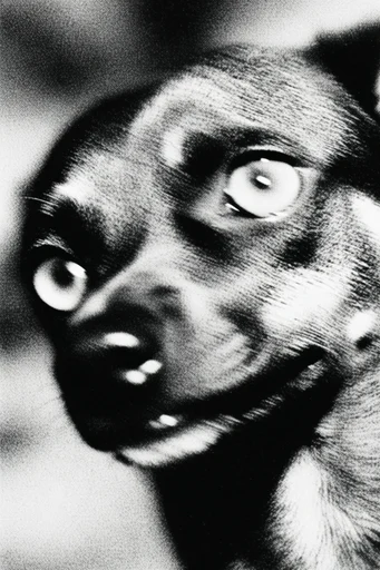 Monochrome Glitch Noir style reference image — analog glitch art
