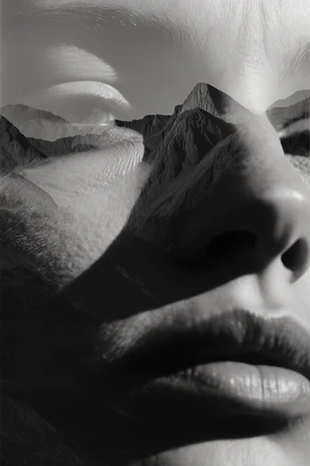 Visceral Monochromatic Noir style reference image — high-contrast monochrome