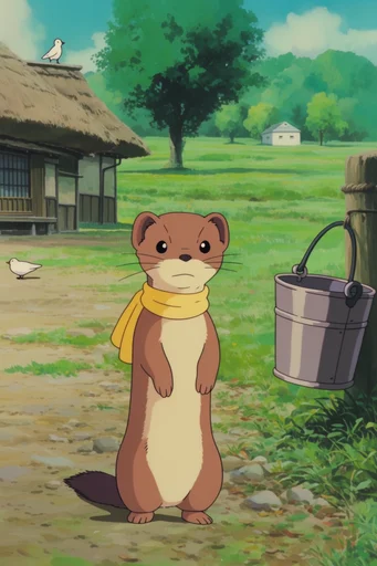 Nostalgic Pastoral Anime style AI image example 3