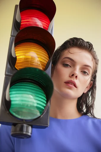 Surrealist Graphic Pop style reference image — high-fashion editorial