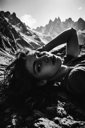 Sculptural Monochrome Surrealism style reference image — high-contrast black and white photography