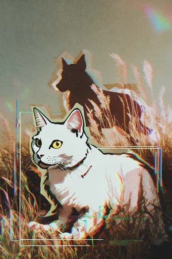 Analog Noir Glitch style reference image — chromatic aberration