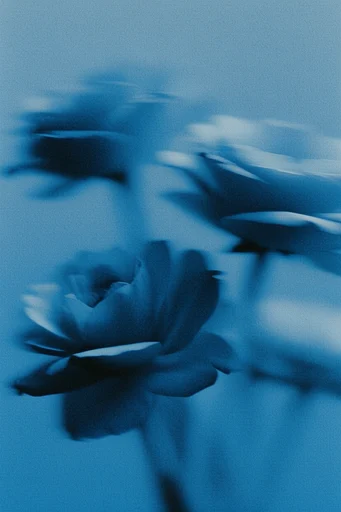 Spectral Blue Liminality style reference image — long exposure light trails