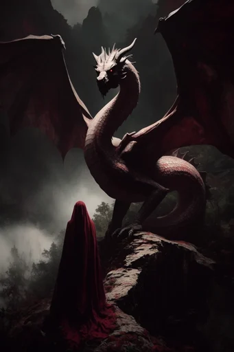 Crimson Gothic Noir style reference image — theatrical surrealism