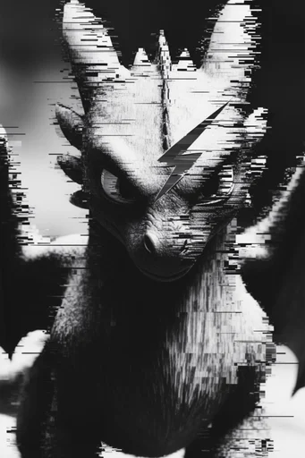 Disintegrated Monochrome Glitch style reference image — data corruption