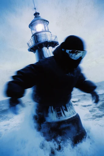 Icy Cybernetic Noir style reference image — motion blur editorial