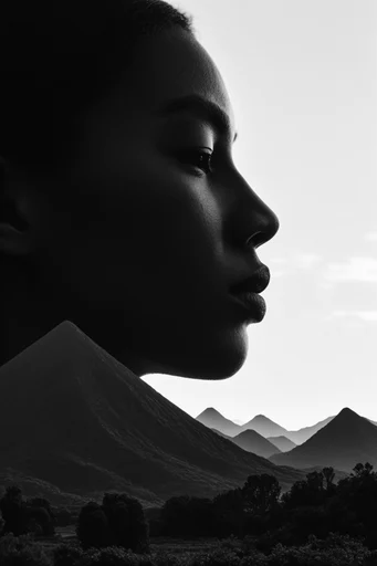 Minimalist Cinematic Monochrome style reference image — high-contrast black and white