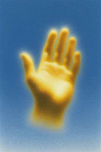Luminous Airbrushed Minimalism style reference image — heavy film grain