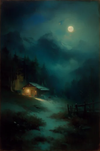 Moody Nocturnal Romanticism style reference image — nocturnal tonalist oil painting