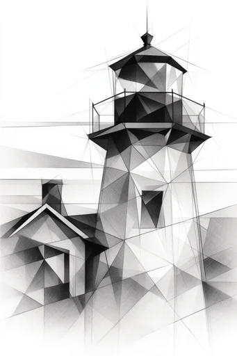 Structural Geometric Cubism style reference image — interlocking polygon shapes