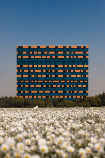 Luminous Geometric Brutalism style reference image — minimalist urbanism