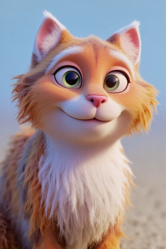 Vibrant Whimsical CGI style reference image — tactile fur and knit textures