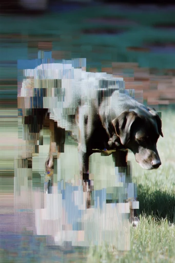Corrupted Digital Realism style reference image — datamoshing