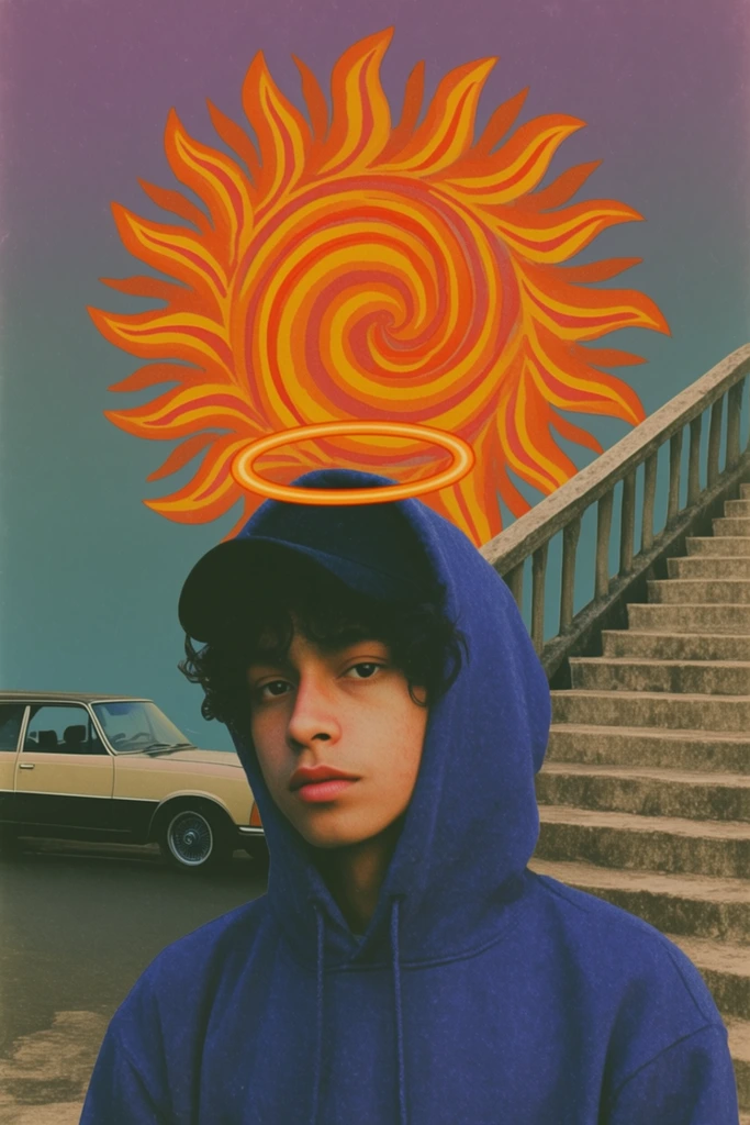 Graphic Retro Surrealism style AI image example 1