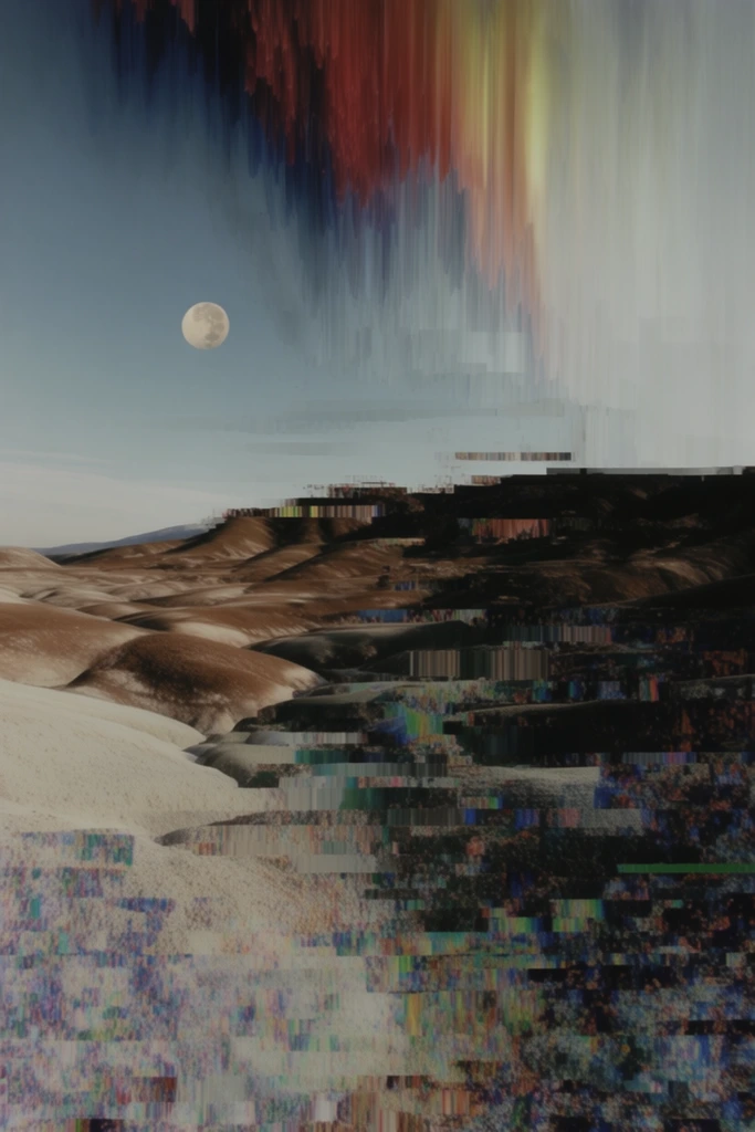 Synthetic Glitch Surrealism style AI image example 2