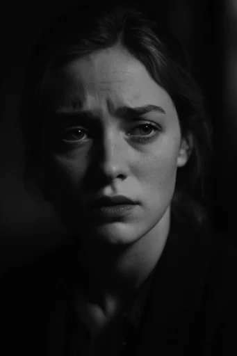 Cinematic Chiaroscuro Noir style reference image — introspective portrait