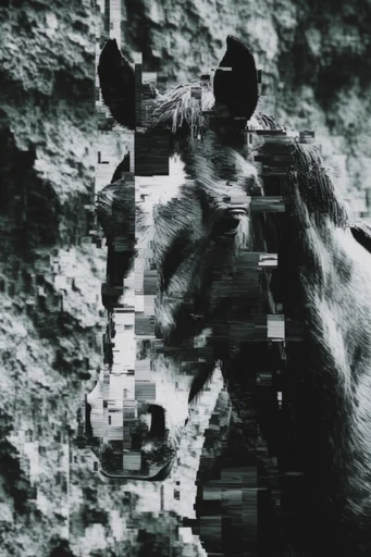 Monochrome Digital Decay style reference image — monochrome digital decay