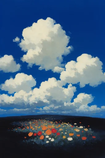 Surreal Nocturnal Cerulean style reference image — billowing cumulonimbus clouds