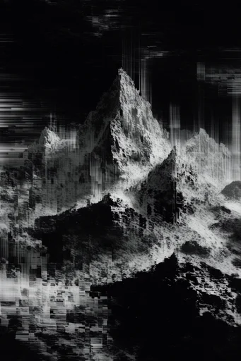 Haunted Analog Glitch style reference image — high-contrast monochrome