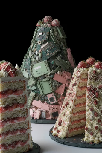 Translucent Bio-Cyber Assemblage style reference image — macro studio photography
