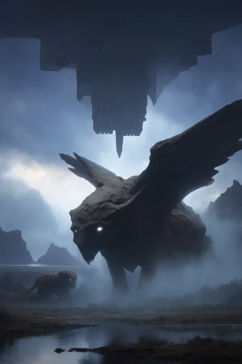 Monolithic Atmospheric Dystopia style AI image example 3