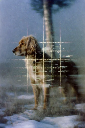 Luminous Digital Archeology style reference image — glowing ASCII overlay