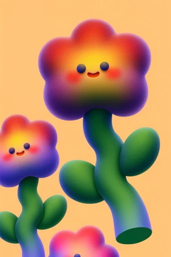 Surreal Clay Pop style reference image — saturated color gradients
