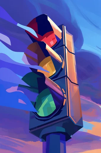 Geometric Sunset Noir style reference image — graphic landscape illustration