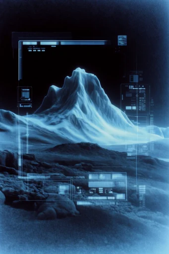 Digital Blueprint Noir style reference image — cyanotype blueprint aesthetic