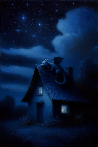 Nocturnal Cyanotype Dreamscape style reference image — liminal dreamscape
