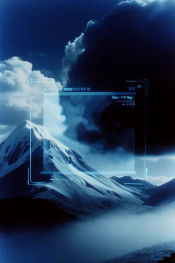 Analytical Cybernetic Surveillance style reference image — cyan HUD overlay