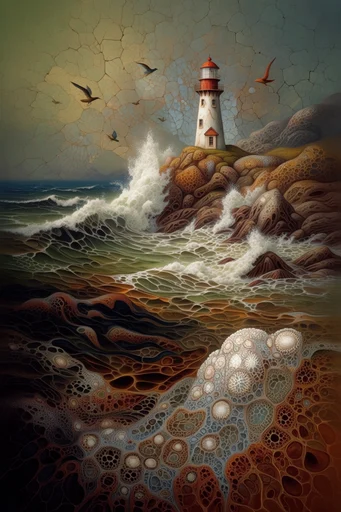 Organic Geological Surrealism style reference image — aerial organic patterns