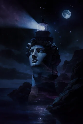 Celestial Surrealist Chiaroscuro style reference image — nocturnal atmospheric