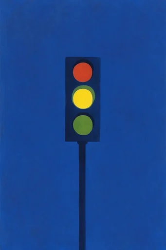 Nocturnal Minimalist Geometry style reference image — ultramarine blue background