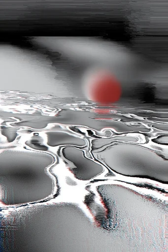 Corrupted Chrome Glitch style reference image — liquid chrome texture