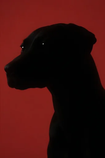 Crimson Silhouette Noir style reference image — minimalist graphic composition