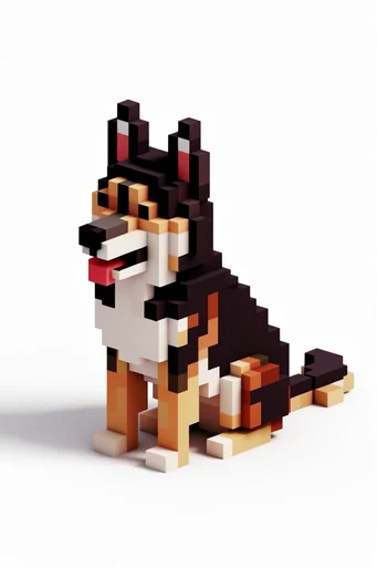 Glossy Isometric Voxel style reference image — clean solid background