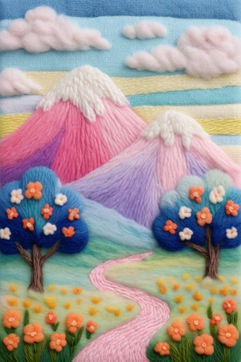 Tactile Fiber Landscapes style reference image — tactile textile landscape